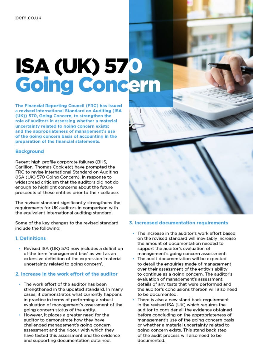 ISA (UK) 570 Going Concern (External)