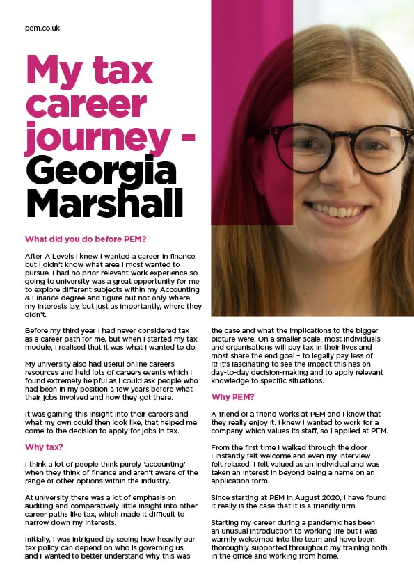 My tax career journey - Georgia Marshall
