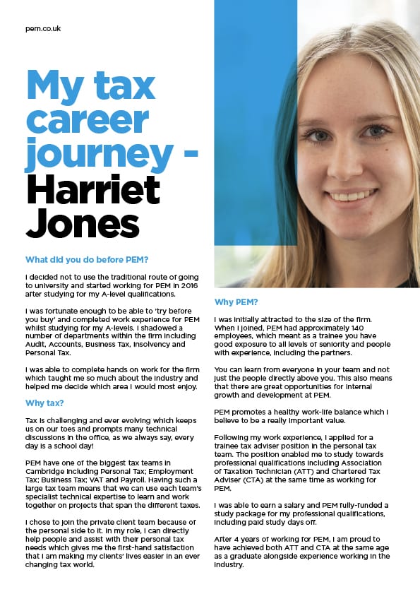 My tax career journey - Harriet Jones