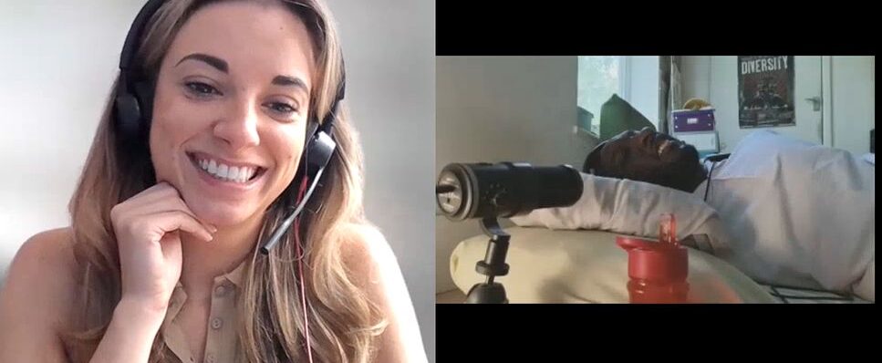 Amy Hayden and Isaac Harvey on a Teams meeting call discussing his experience with a disability