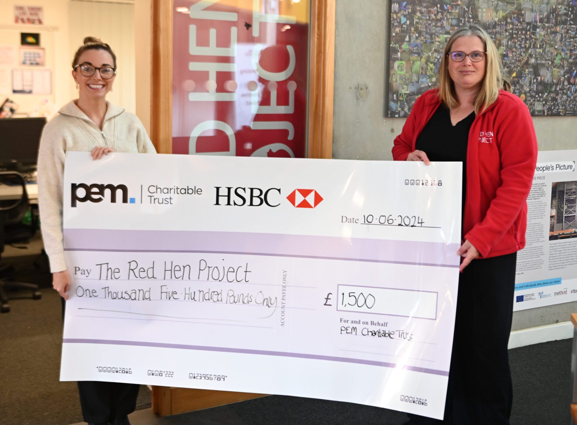 The Red Hen Project donation photo with PEM Charitable Trust