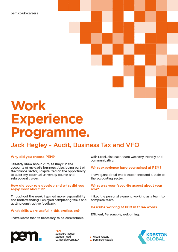 PEM Work Experience Feedback - Jack Hegley