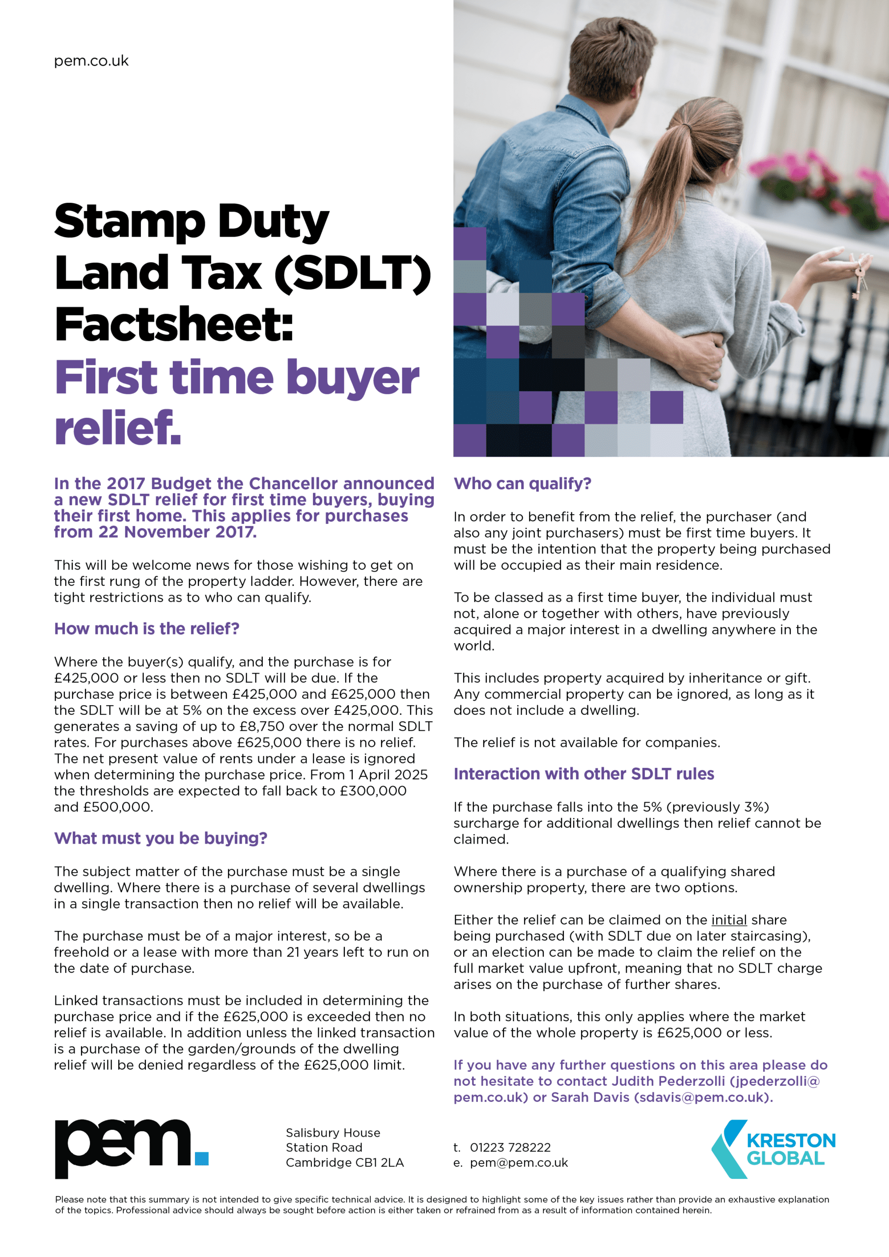 First Time Buyer Relief: SDLT factsheet