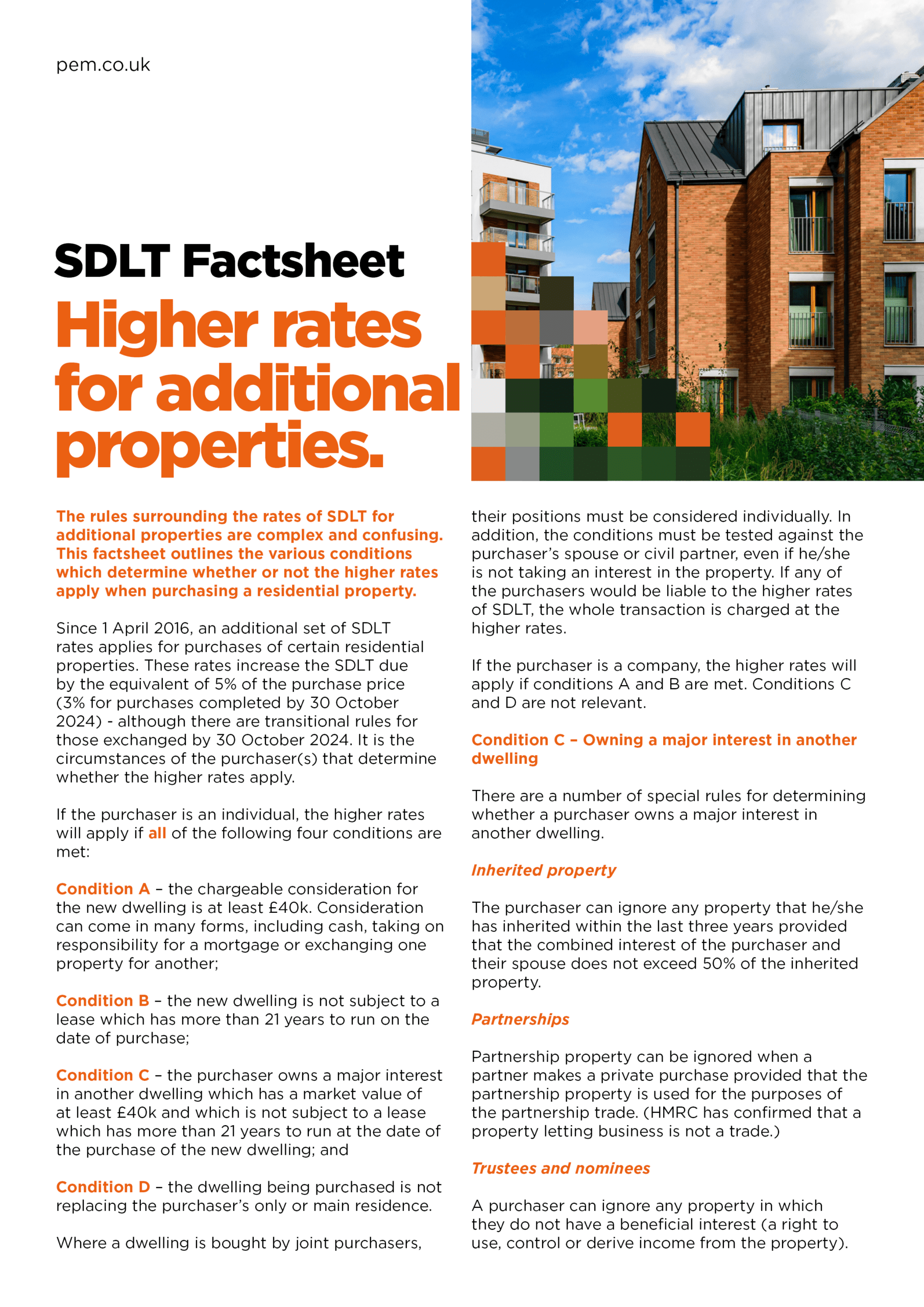 Higher rates for additional properties factsheet