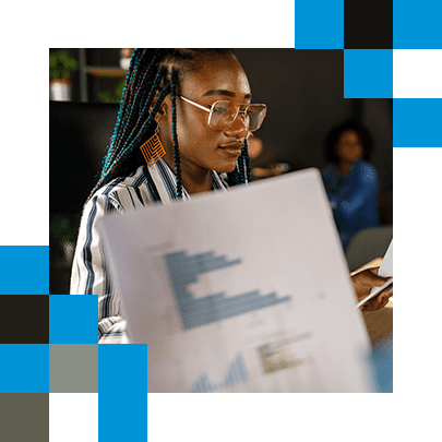 Woman looking at documents