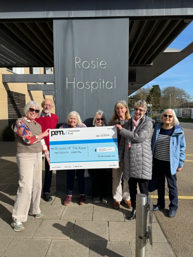 As part of our 150th anniversary last year, our team were given the wonderful opportunity to nominate a charity to receive a £500 donation from the PEM Charitable Trust, each reflecting their values and passions. 

Jemma Gibbons-Riddell, Partner within our Audit & Accounts team, nominated The Friends of Rosie Hospital at Addenbrookes and was recently invited to their annual general meeting to present them with their £500 cheque. 

The Friends of the Rosie Hospital are volunteers who raise funds to support mothers, babies and families at the Rosie Maternity Hospital. They provide extra comforts, equipment and handmade items not funded by the NHS, helping create a more welcoming and supportive environment for patients 

This donation represents just one example of the many meaningful contributions made across the firm through our anniversary initiative, and we’re proud to continue supporting causes that matter to our people and our wider community.