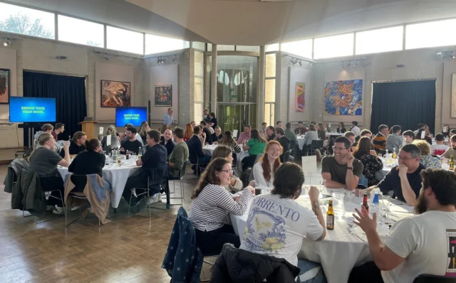 Last night we hosted our annual PEM Quiz night at @murrayedwardsevents.
 
In true quiz‑night fashion, the competition ended in a nail‑biting tie, which meant the overall winner had to be decided by a quick‑fire face‑off. Well done to Jack Nicholas for securing your team the win!
 
A huge thank you to our incredible quizmaster Edward Napper, and to Ed and Rosie, who helped with the organisation and running of the evening.
 
We also held a raffle in support of the PEM Charitable Trust. We raised almost £500 which will go towards supporting our local Cambridgeshire-based charities. 
 
Thank you to everyone who attended, donated and helped make the evening such a success!